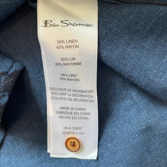 Men's BEN SHERMAN Tikki Aloha Hawaiian Short Sleeve Shirt Blue|Navy Size M NEW - Picture 6 of 7